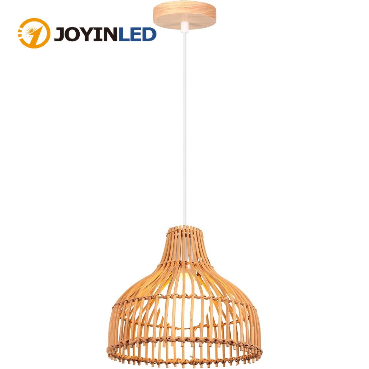 Wicker Pendant Shade - โคมไฟหวายสานสไตล์โบโฮ โคมไฟไม้ไผ่หวาย โคมไฟเพดานวินเทจ ตกแต่งโคมไฟระย้าสำหรับร้านอาหาร ห้องนั่งเล่น