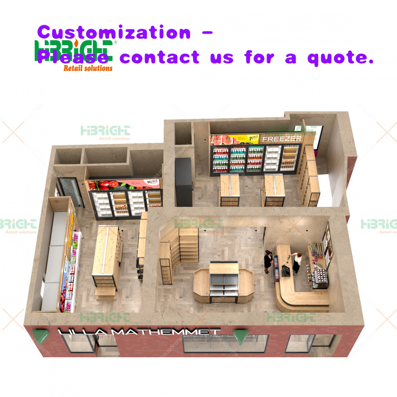 Interior Design Layout - การออกแบบตกแต่งภายในที่ทันสมัยและหรูหราสำหรับร้านค้าปลีกและซูเปอร์มาร์เก็ต พร้อมการจัดวางอุปกรณ์โลหะเพื่อความสะดวกสบาย