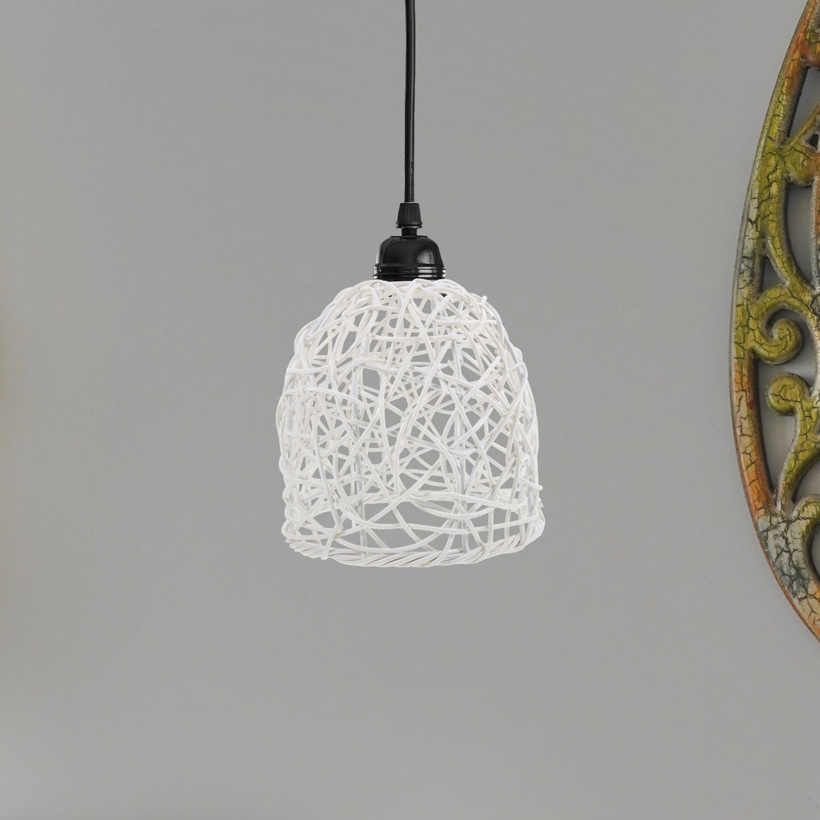 โคมไฟหวาย E27 โคมไฟแขวนเพดาน โ - Wicker Pendant Shade บทวิจารณ์และราคา