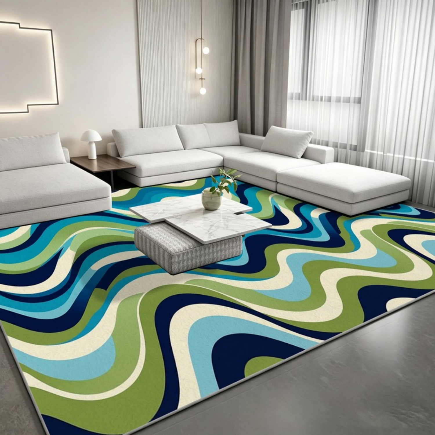 พรมตกแต่งห้อง, พรมปูพื้นลายเส้ - Printed Rug Abstract บทวิจารณ์และราคา