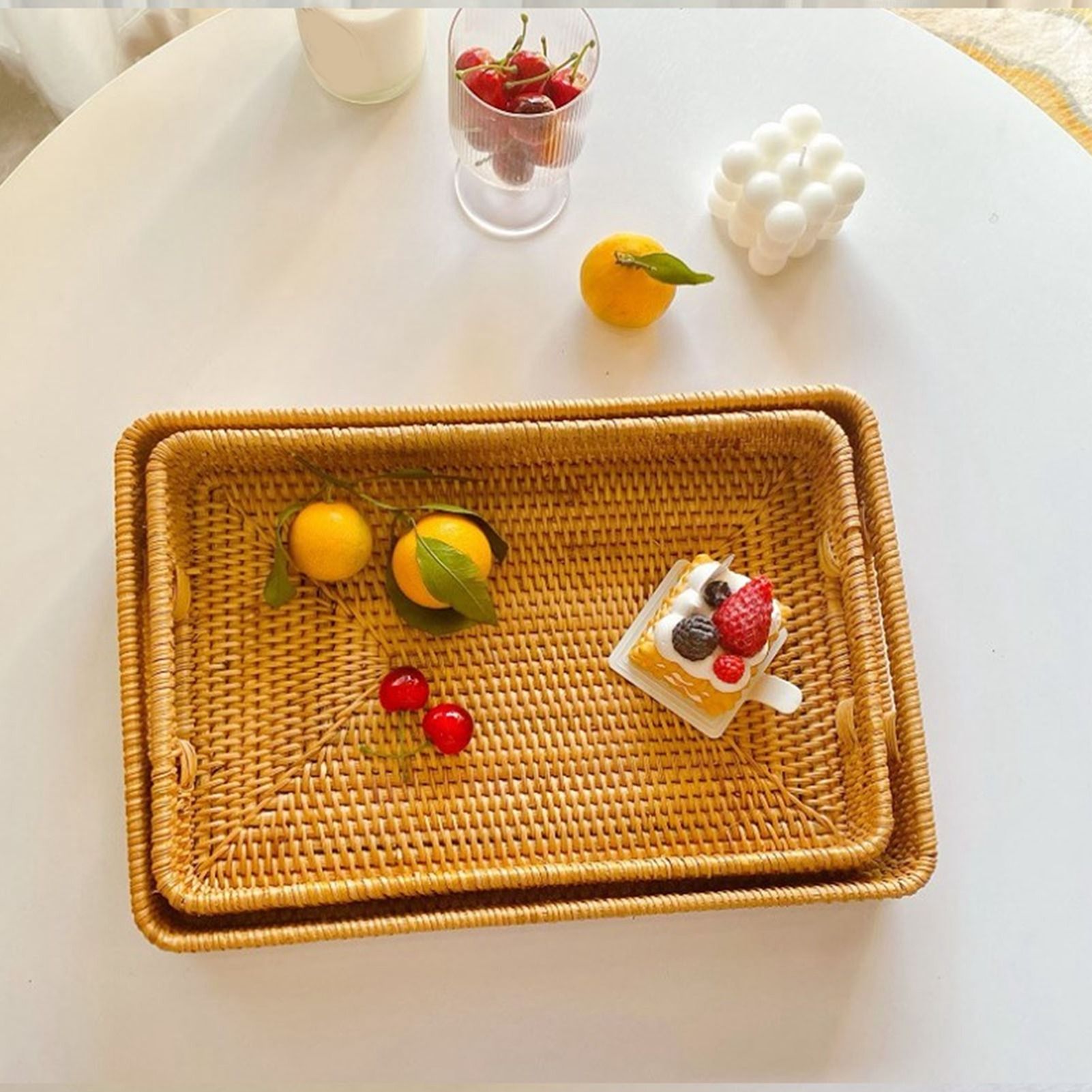 ถาดเสิร์ฟ E5 พร้อมหูจับ ทรงสี่ - Rattan Tray Handle บทวิจารณ์และราคา