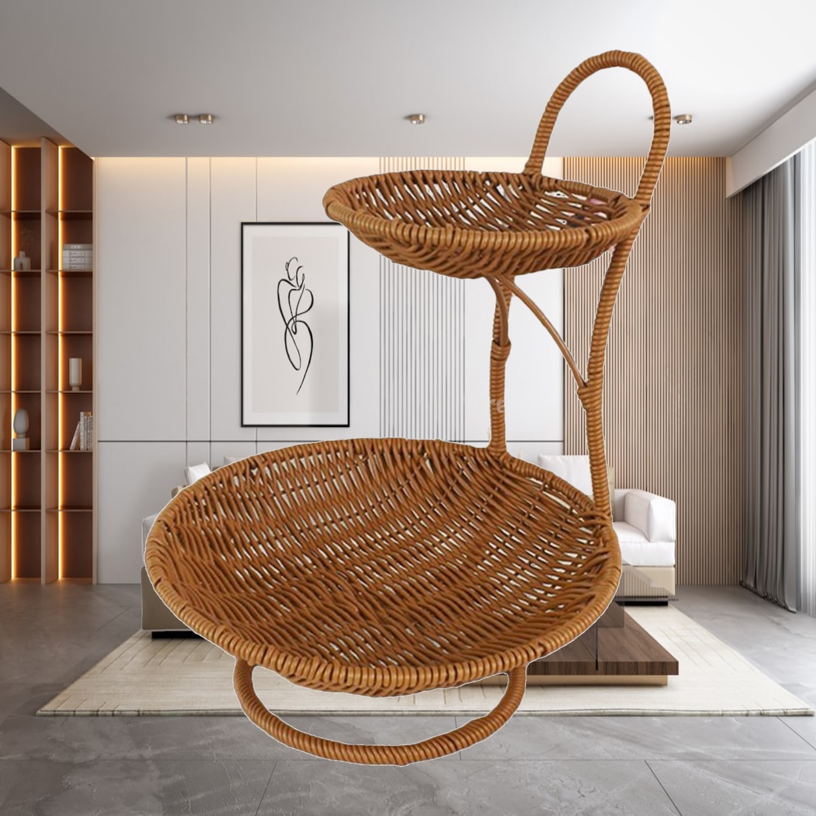 ตะกร้าใส่อาหารทรงกลมพร้อมที่จั - Rattan Tray Handle บทวิจารณ์และราคา