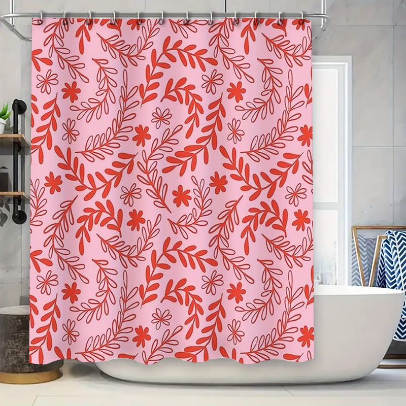 สีชมพูสีแดงดอกไม้ผ้าม่านกันน้ํ - Interior Design Your Home บทวิจารณ์และราคา