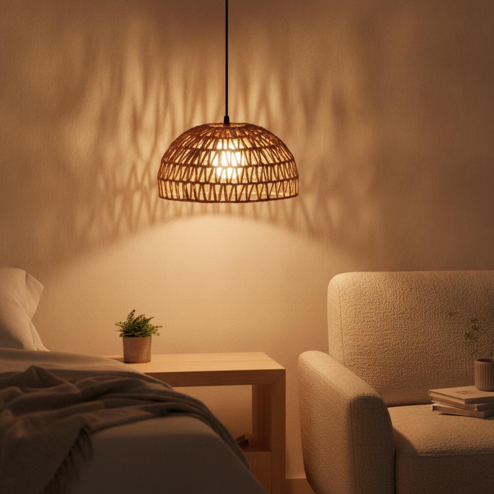 โคมไฟทรงโดมทำจากเชือกกระดาษสไต - Wicker Pendant Shade บทวิจารณ์และราคา