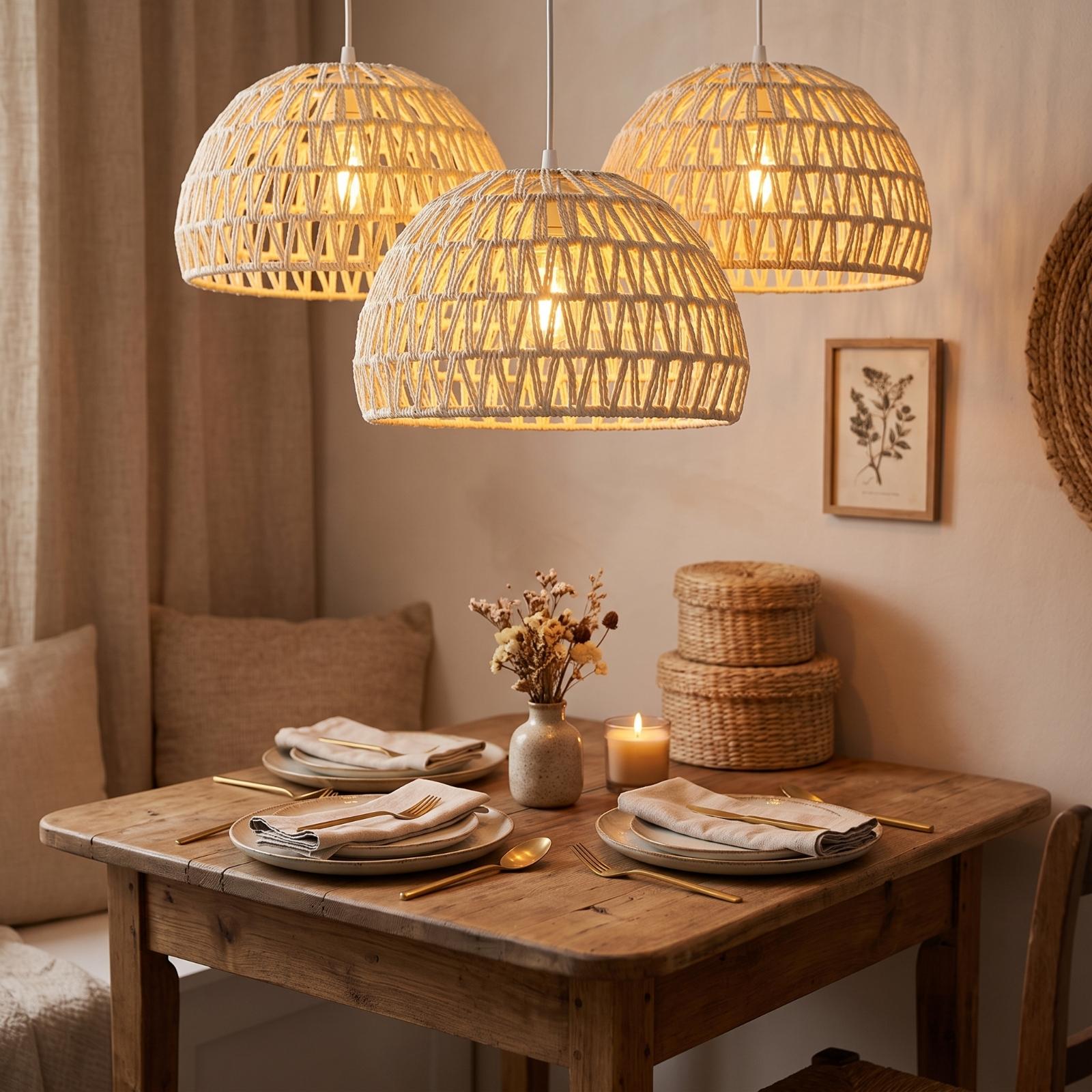 โคมไฟทรงโดมทำจากเชือกกระดาษสไต - Wicker Pendant Shade บทวิจารณ์และราคา